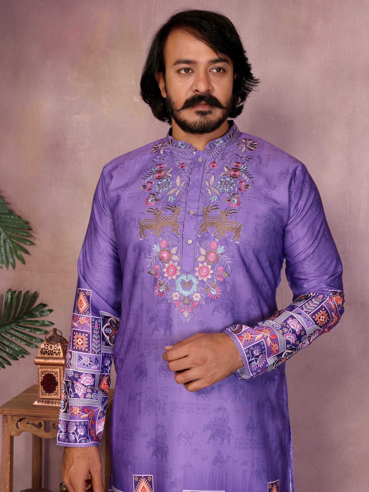 Jyoti Fashion Men's Jamuni Sequins Embroidered Kurta with Pajama - Distacart