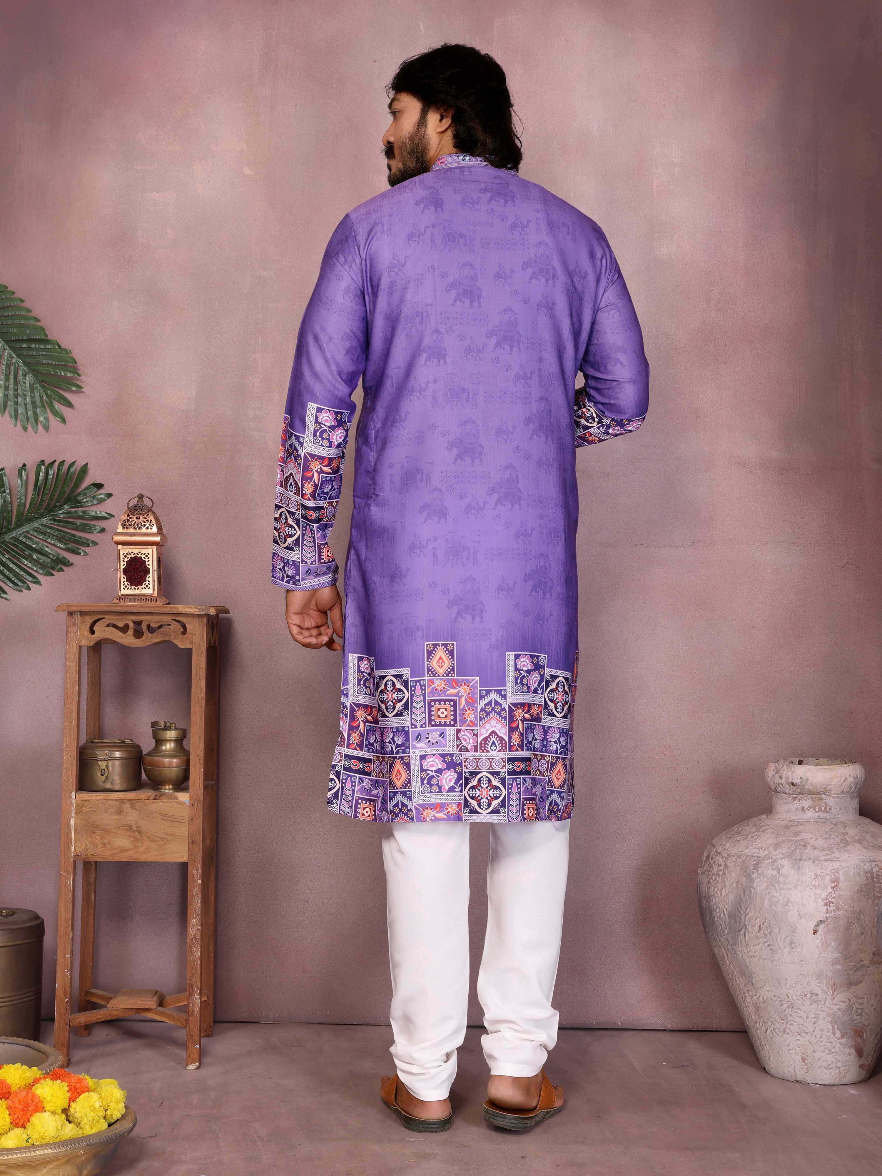 Jyoti Fashion Men's Jamuni Sequins Embroidered Kurta with Pajama