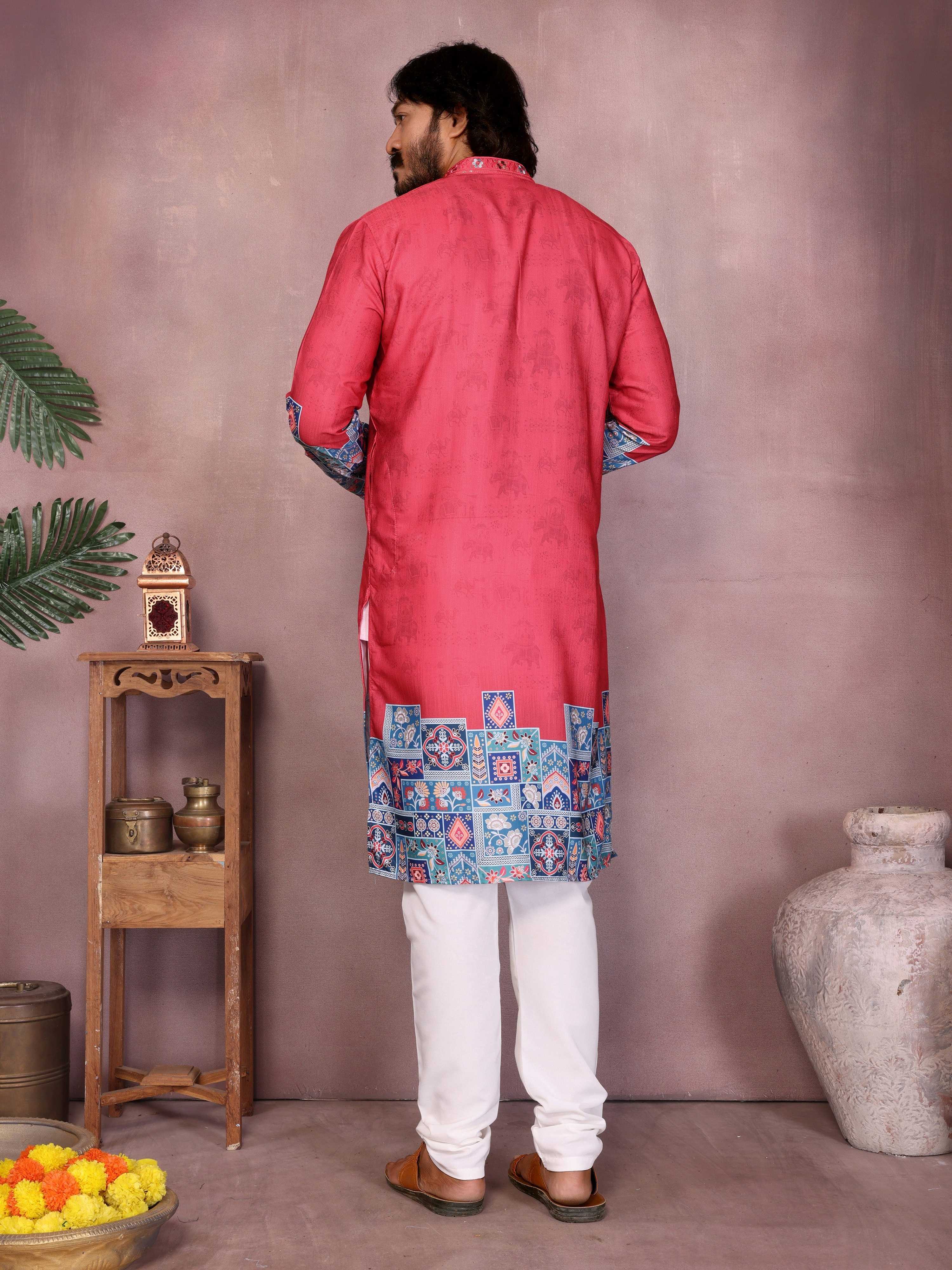 Jyoti Fashion Men's Gajri Sequins Embroidered Kurta with Pajama