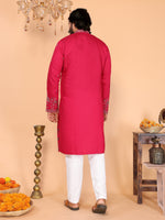 Thumbnail for Jyoti Fashion Men's Pink Sequins Embroidered Kurta with Pajama