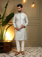 Thumbnail for Jyoti Fashion Men's Mehendi Jacquard Woven Kurta with Pajama