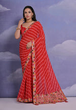 Thumbnail for Jyoti Fashion Women's Red Coding Sequence Georgette Saree with Blouse - Distacart