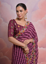 Thumbnail for Jyoti Fashion Women's Wine Coding Sequence Georgette Saree with Blouse - Distacart