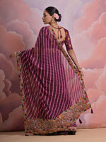 Thumbnail for Jyoti Fashion Women's Wine Coding Sequence Georgette Saree with Blouse - Distacart