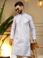 Thumbnail for Jyoti Fashion Men's Grey Jacquard Woven Kurta with Pajama