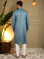 Thumbnail for Jyoti Fashion Men's Firozi Mirror Embroidery Kurta with Pajama - Distacart