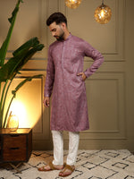 Thumbnail for Jyoti Fashion Men's Wine Mirror Embroidery Kurta with Pajama - Distacart