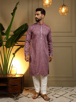 Thumbnail for Jyoti Fashion Men's Wine Mirror Embroidery Kurta with Pajama - Distacart