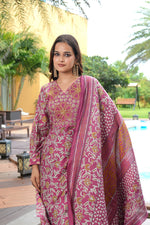 Thumbnail for Jyoti Fashion Pink Cotton Silk Floral Printed Designer Kurta Set with Dupatta - Distacart