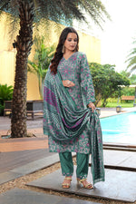 Thumbnail for Jyoti Fashion Rama Cotton Silk Floral Printed Designer Kurta Set with Dupatta - Distacart