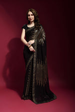 Thumbnail for Jyoti Fashion Women's Black Sequence Embroidery Georgette Saree with Blouse - Distacart