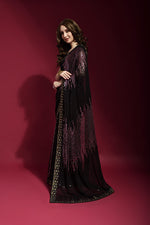 Thumbnail for Jyoti Fashion Women's Wine Sequence Embroidery Georgette Saree with Blouse - Distacart