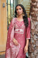 Thumbnail for Jyoti Fashion Peach Vatican Embroidered Designer Kurta Set with Dupatta - Distacart