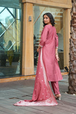 Thumbnail for Jyoti Fashion Peach Vatican Embroidered Designer Kurta Set with Dupatta - Distacart