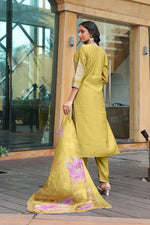 Thumbnail for Jyoti Fashion Mustard Cotton Silk Embroidered Designer Kurta Set with Dupatta - Distacart