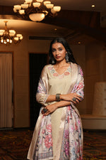 Thumbnail for Jyoti Fashion Cream Cotton Silk Embroidered Designer Kurta Set with Dupatta - Distacart