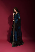 Thumbnail for Jyoti Fashion Women's Blue Sequence Embroidery Georgette Saree with Blouse - Distacart