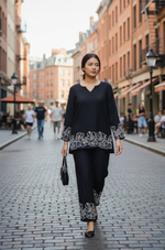 Thumbnail for Jyoti Fashion Black Bindu Bubbal Embroidered Designer Kurta Set - Distacart
