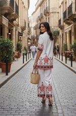 Thumbnail for Jyoti Fashion White Cotton Printed Designer Kurta Set - Distacart