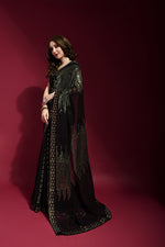 Thumbnail for Jyoti Fashion Women's Black Sequence Embroidery Georgette Saree with Blouse - Distacart