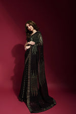 Thumbnail for Jyoti Fashion Women's Black Sequence Embroidery Georgette Saree with Blouse - Distacart