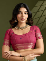Thumbnail for Jyoti Fashion Women's Sky Blue Soft Muga Cotton Paithani Zari Woven Saree with Blouse - Distacart