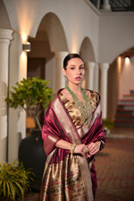 Thumbnail for Jyoti Fashion Women's Maroon Soft Khadi Raw Silk Zari Woven Saree with Blouse - Distacart