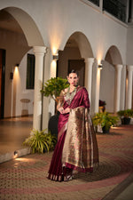 Thumbnail for Jyoti Fashion Women's Maroon Soft Khadi Raw Silk Zari Woven Saree with Blouse - Distacart