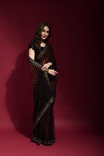 Thumbnail for Jyoti Fashion Women's Maroon Sequence Embroidery Georgette Saree with Blouse - Distacart