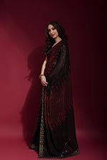 Thumbnail for Jyoti Fashion Women's Maroon Sequence Embroidery Georgette Saree with Blouse - Distacart