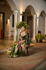 Thumbnail for Jyoti Fashion Women's Green Soft Khadi Raw Silk Zari Woven Saree with Blouse - Distacart