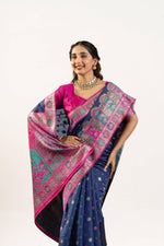 Thumbnail for Jyoti Fashion Women's Navy Blue Banarasi Pashmina Soft Silk Zari Woven Saree with Blouse - Distacart