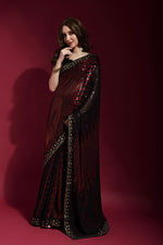 Thumbnail for Jyoti Fashion Women's Maroon Sequence Embroidery Georgette Saree with Blouse - Distacart