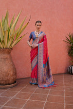 Thumbnail for Jyoti Fashion Women's Rani Pink Paithani Silk Zari Woven Saree with Blouse - Distacart