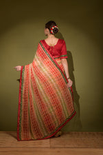 Thumbnail for Jyoti Fashion Women's Red Foil Print with Sequence Georgette Saree with Blouse - Distacart