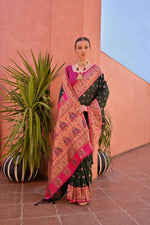 Thumbnail for Jyoti Fashion Women's Bottle Green Paithani Silk Zari Woven Saree with Blouse - Distacart