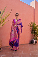 Thumbnail for Jyoti Fashion Women's Royal Blue Paithani Silk Zari Woven Saree with Blouse - Distacart