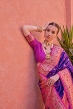 Thumbnail for Jyoti Fashion Women's Royal Blue Paithani Silk Zari Woven Saree with Blouse - Distacart