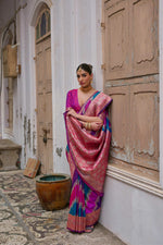 Thumbnail for Jyoti Fashion Women's Multicolor Banarasi Silk Zari Woven Saree with Blouse - Distacart