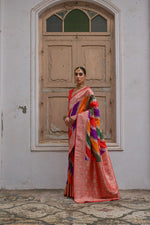 Thumbnail for Jyoti Fashion Women's Multicolor Banarasi Silk Zari Woven Saree with Blouse - Distacart