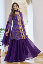 Thumbnail for Jyoti Fashion Purple Faux Georgette Embroidered Designer Kurta Set with Dupatta - Distacart