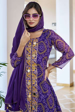 Thumbnail for Jyoti Fashion Purple Faux Georgette Embroidered Designer Kurta Set with Dupatta - Distacart