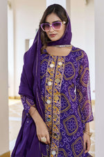 Thumbnail for Jyoti Fashion Purple Faux Georgette Embroidered Designer Kurta Set with Dupatta - Distacart