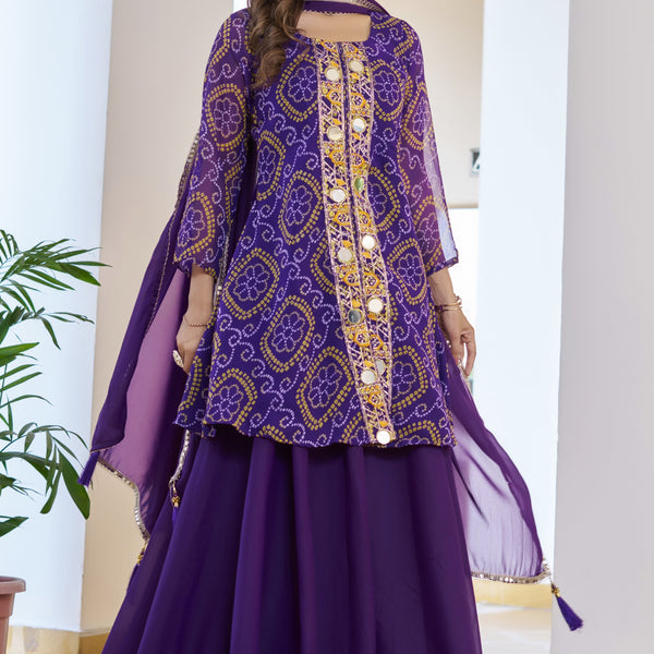 Jyoti Fashion Purple Faux Georgette Embroidered Designer Kurta Set with Dupatta - Distacart