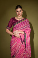 Thumbnail for Jyoti Fashion Women's Pink Foil Print with Sequence Georgette Saree with Blouse - Distacart