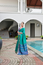 Thumbnail for Jyoti Fashion Women's Firozi Khadi Raw Silk Meena Weaving Patola Saree with Blouse - Distacart