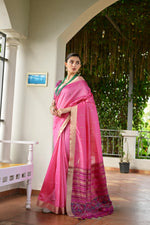 Thumbnail for Jyoti Fashion Women's Pink Khadi Raw Silk Meena Weaving Patola Saree with Blouse - Distacart