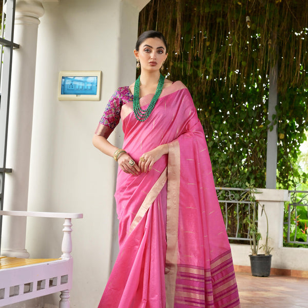 Jyoti Fashion Women's Pink Khadi Raw Silk Meena Weaving Patola Saree with Blouse - Distacart