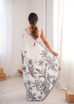 Thumbnail for Jyoti Fashion Women's White Chinon Digital Printed Designer Saree with Blouse - Distacart