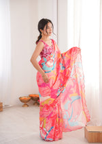 Thumbnail for Jyoti Fashion Women's Multicolor Chinon Digital Printed Designer Saree with Blouse - Distacart